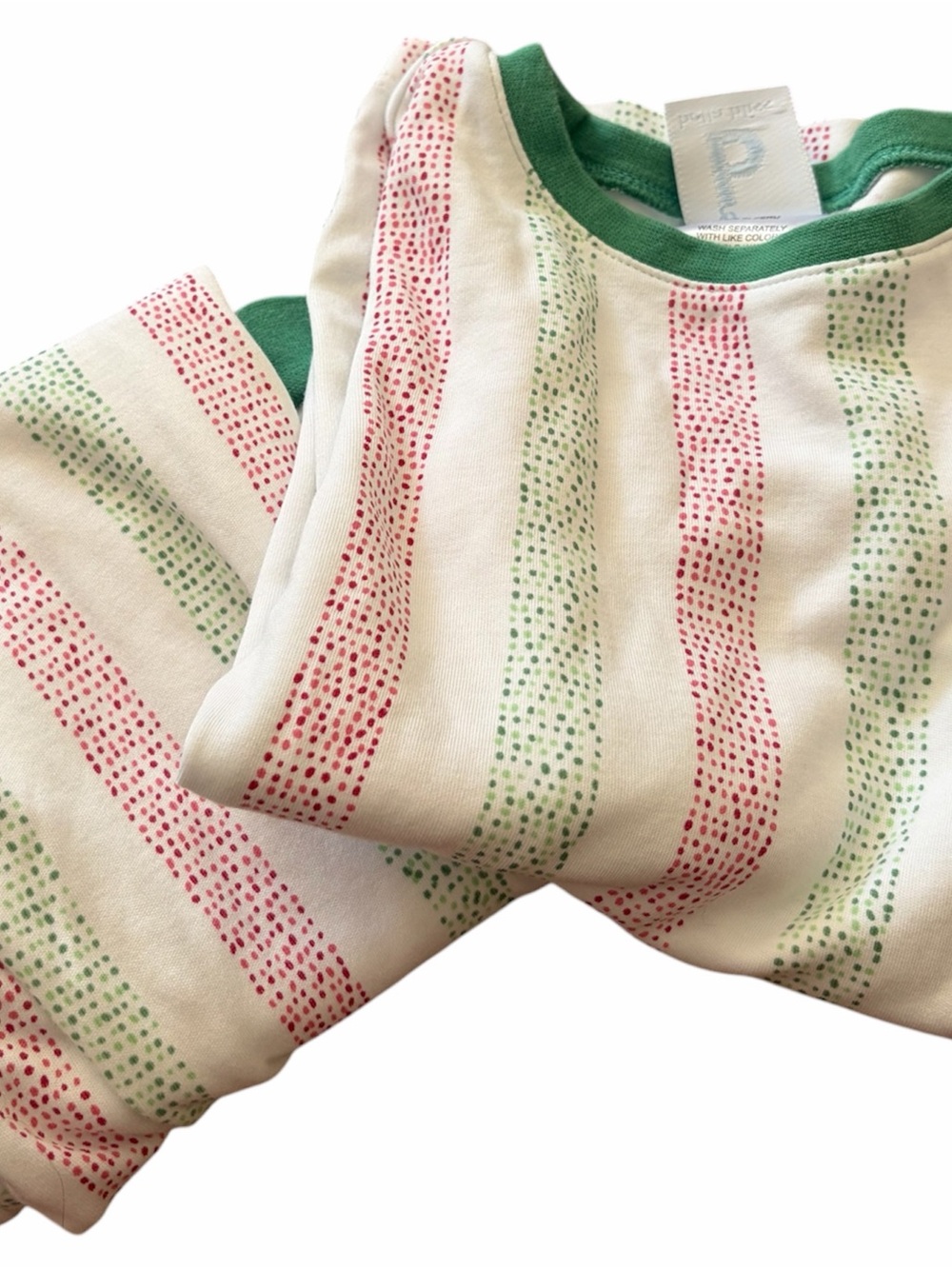 bella bliss White Pajama Set with Red & Green Dotted Stripes